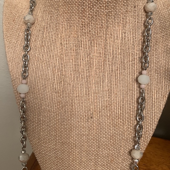 WHBM Long Chain Linked Necklace with Multi Color  Cut Beads - Picture 3 of 14